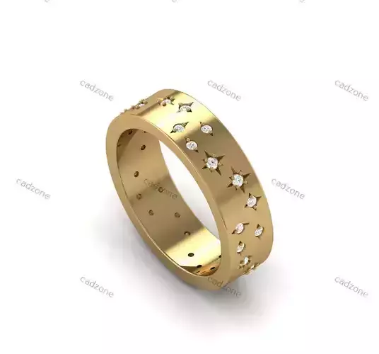 Celestial-Inspired Diamond Band Ring-3D Model