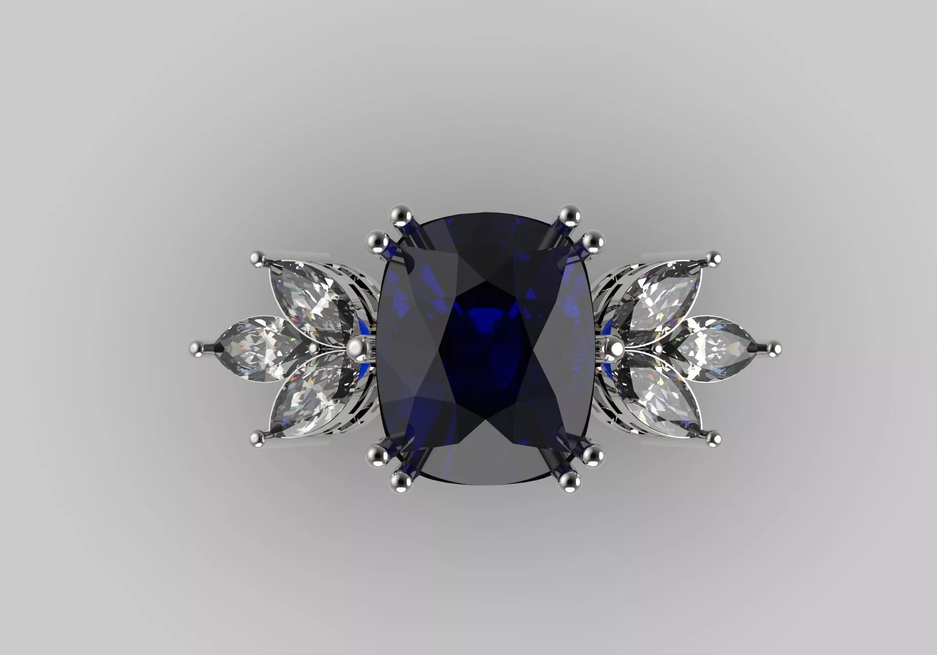 Luxury white gold ring with sapphire model jr00034 3D print model