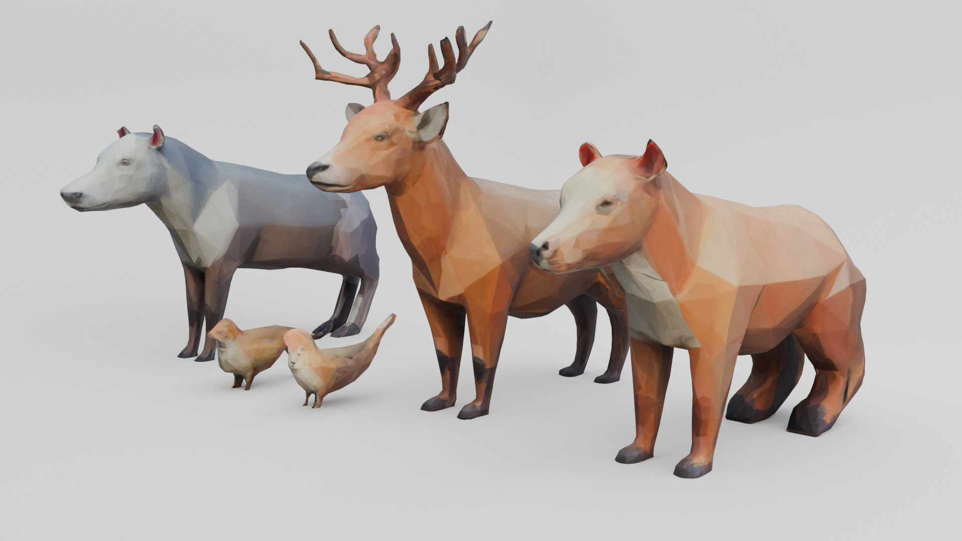 Stylized Forest Pack Low Poly 3D Animal Models Low-poly 3D model_1