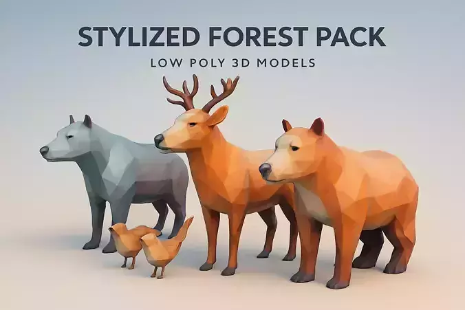 Stylized Forest Pack Low Poly 3D Animal Models Low-poly 3D model Stylized Forest Pack Low Poly 3D Animal Models Low-poly 3D model
