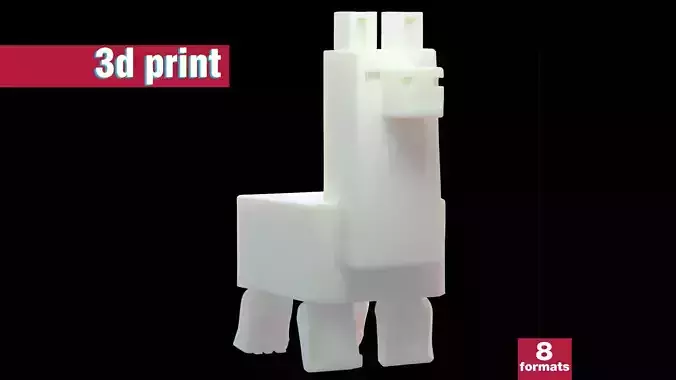 Minecraft-Inspired Stylized Blocky Llama 3D print model