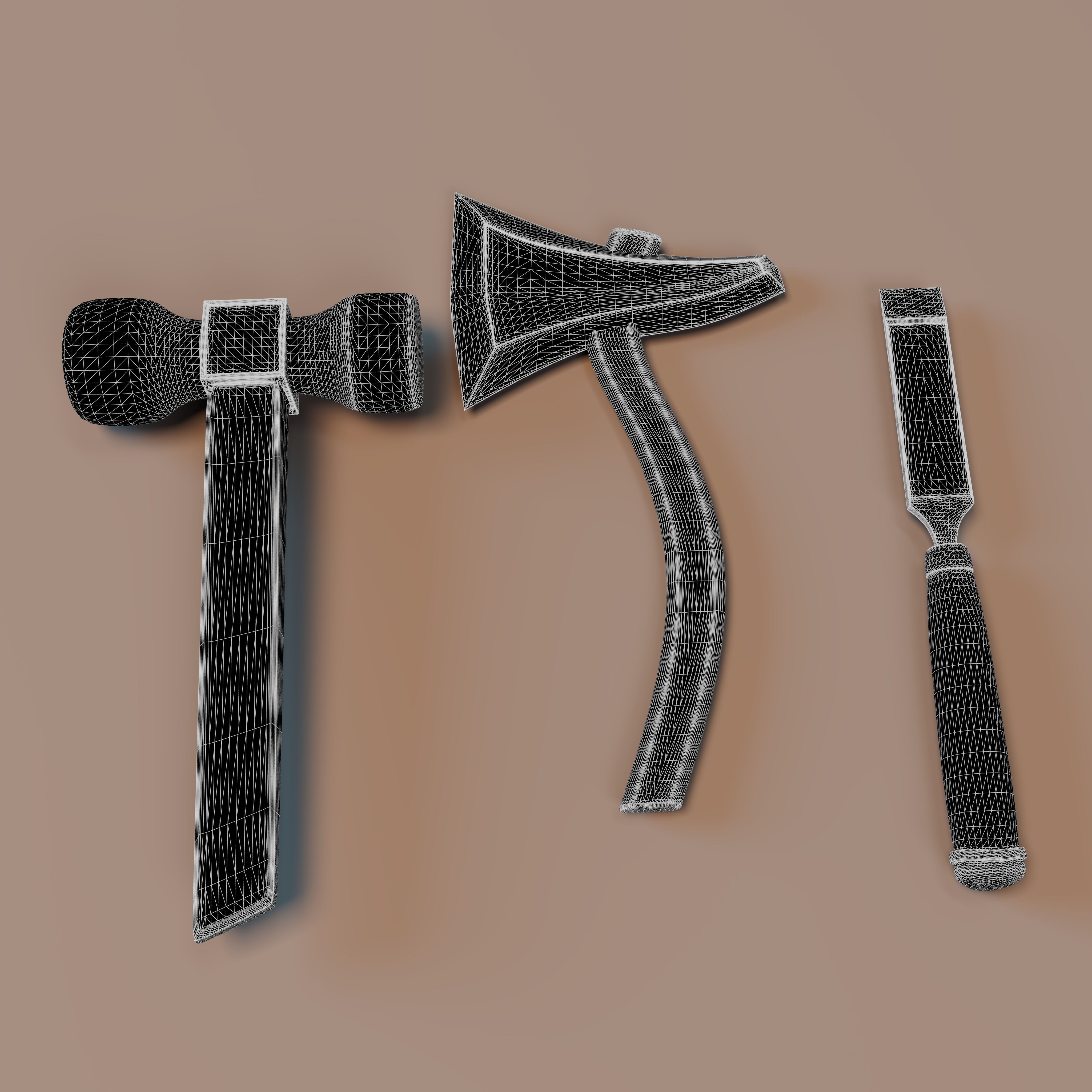 Stylized 3D Tools Pack - PBR Medieval Tools Low-poly 3D model_1