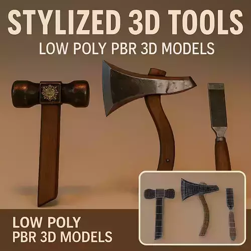 Stylized 3D Tools Pack - PBR Medieval Tools