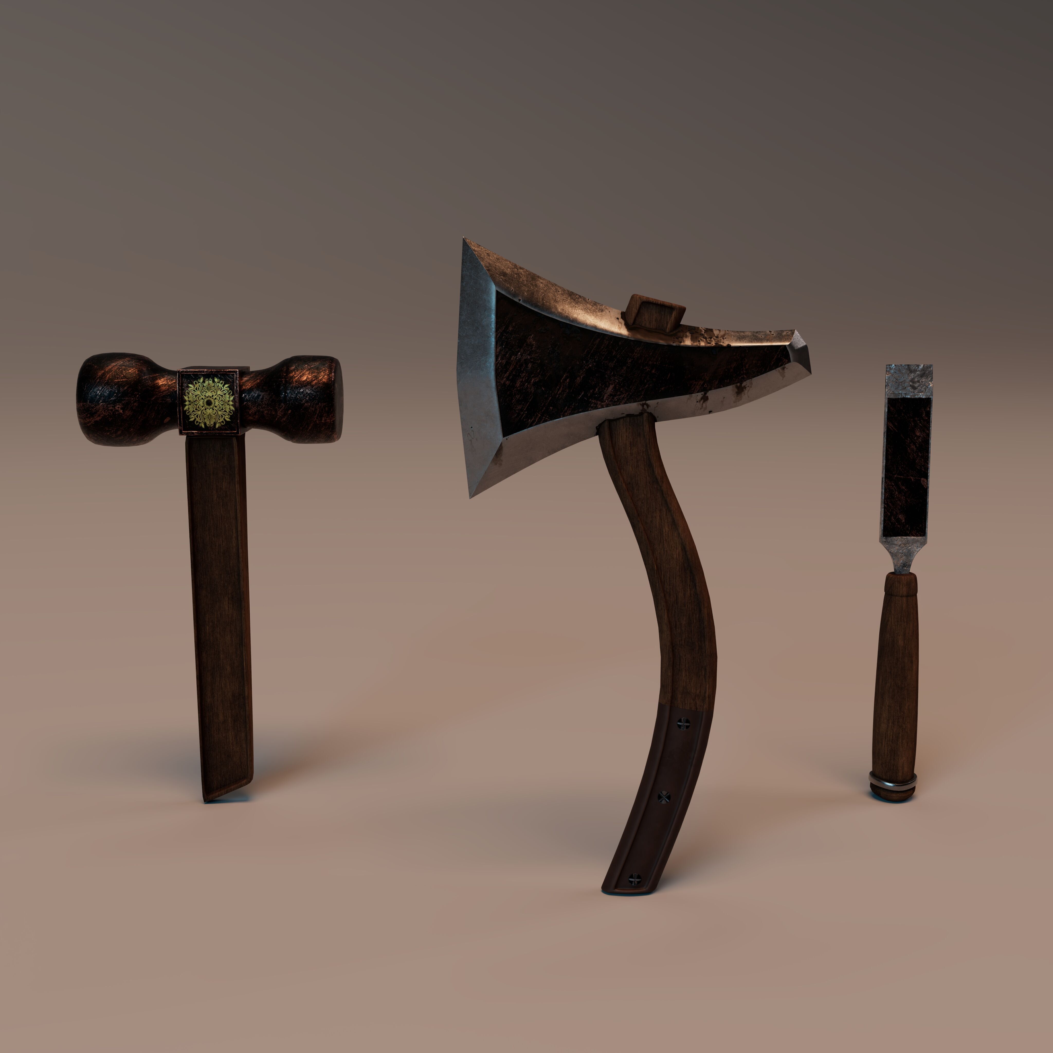 Stylized 3D Tools Pack - PBR Medieval Tools Low-poly 3D model_3