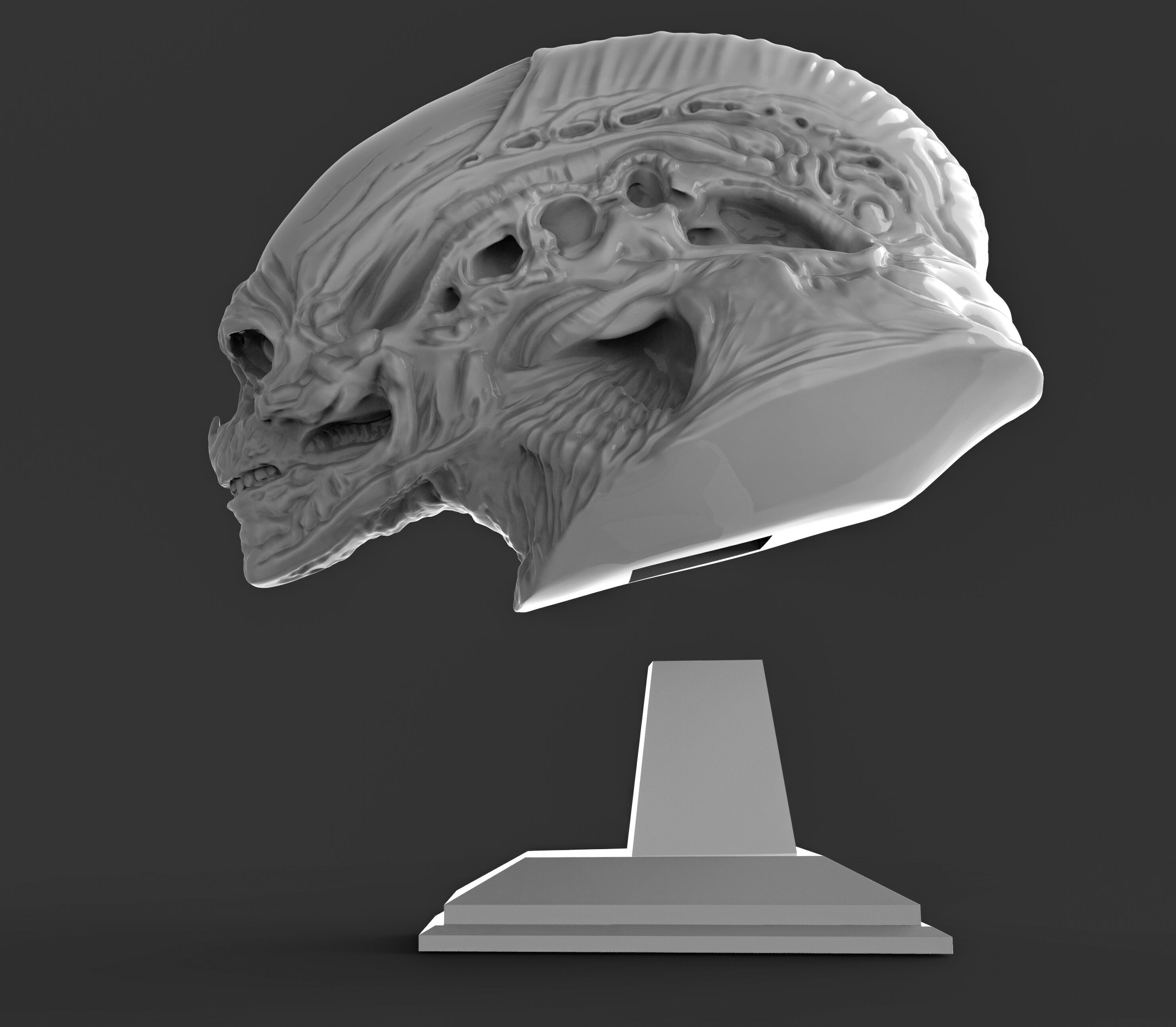 Alien newborn bust  3D print model_9