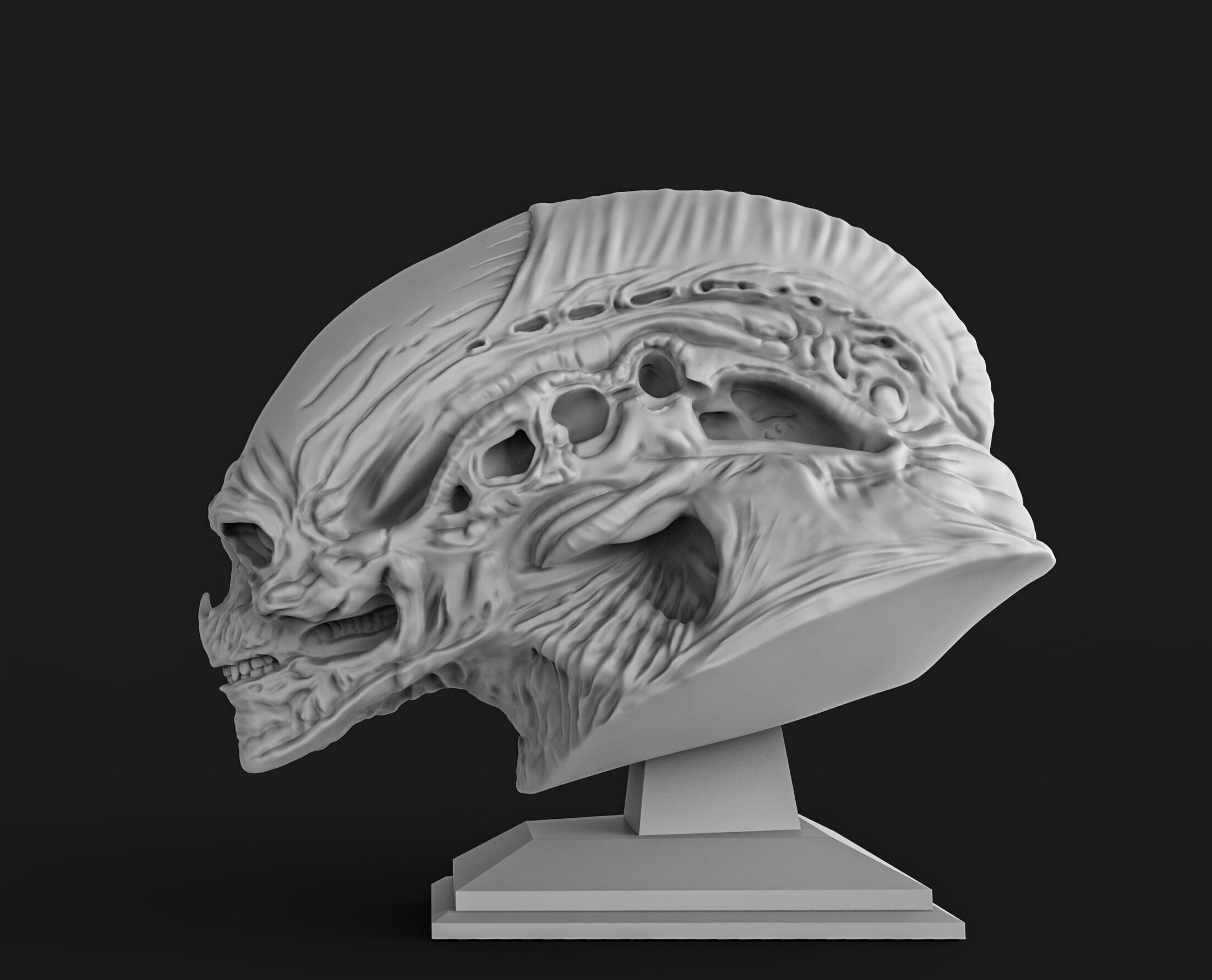 Alien newborn bust  3D print model_7