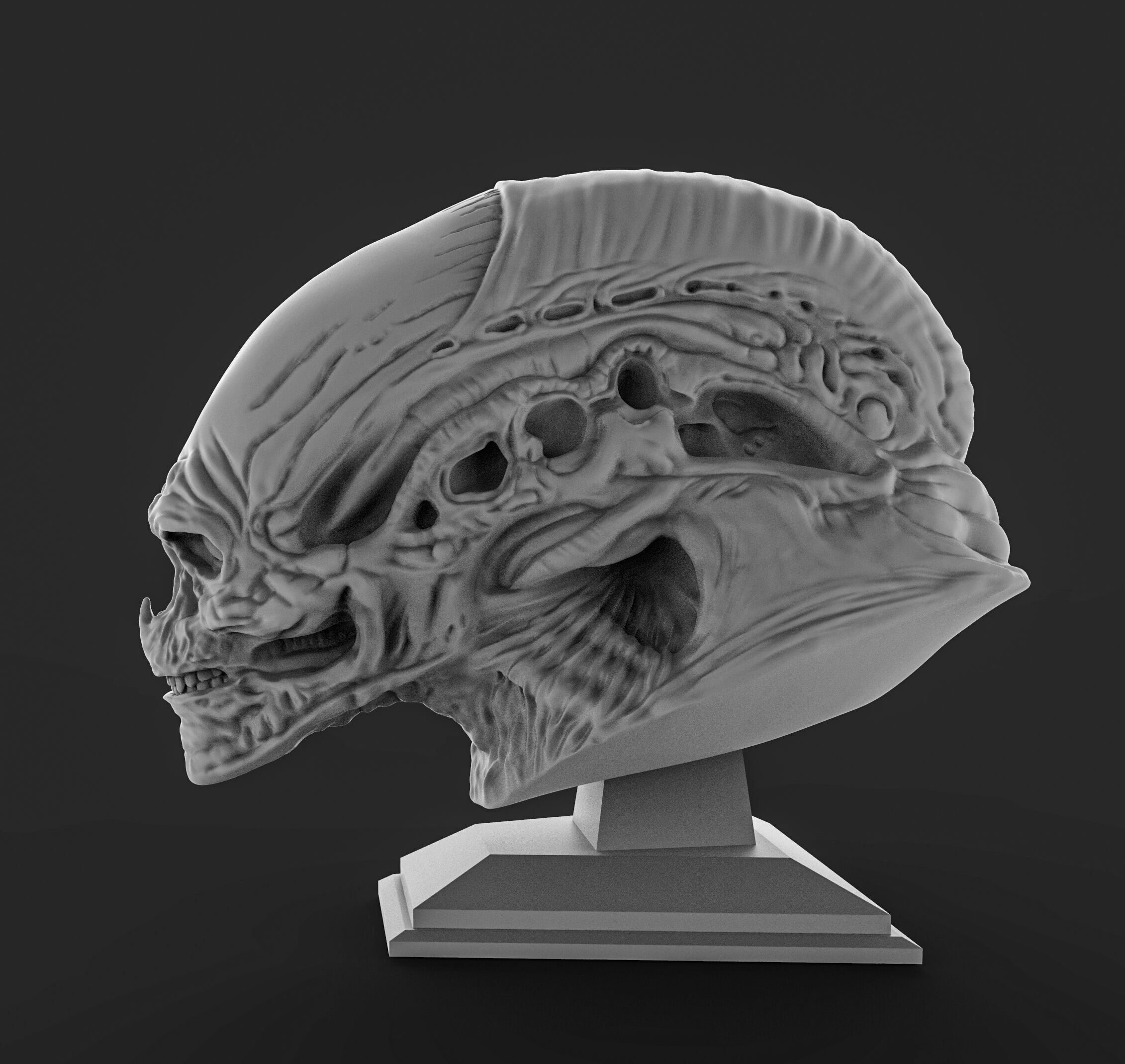 Alien newborn bust  3D print model_4