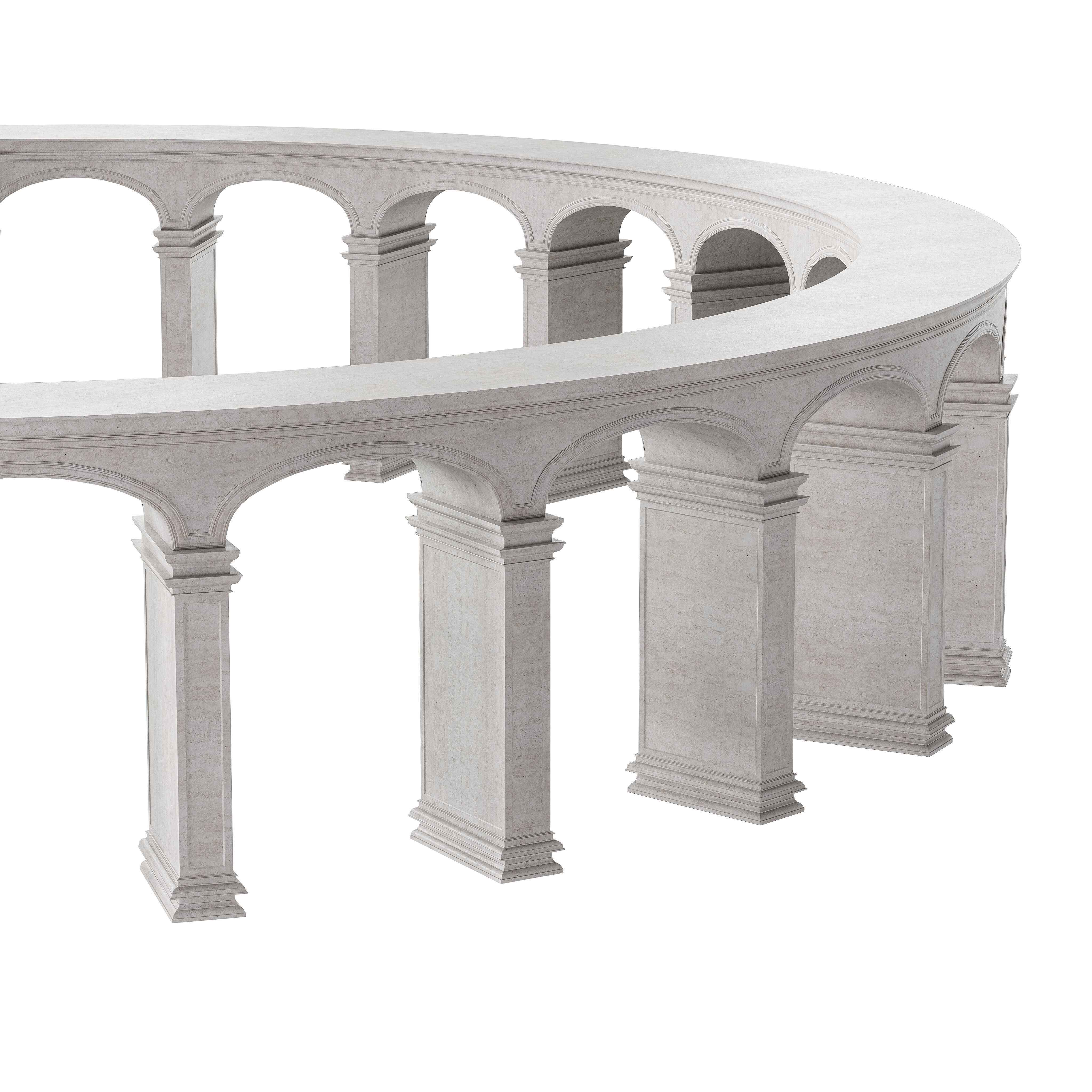 Classical Circular Marble Colonnade with Grand Columns 3D model_2