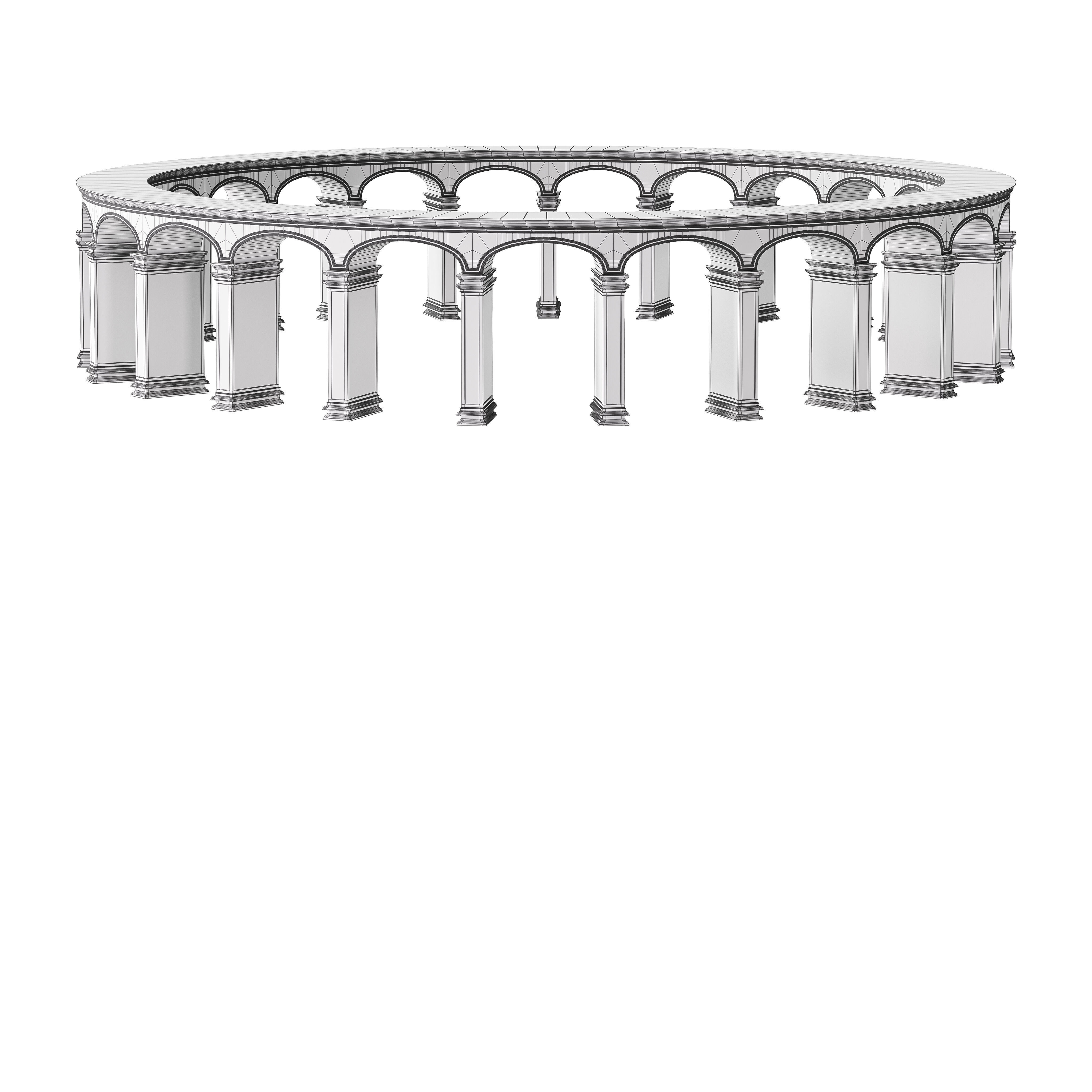 Classical Circular Marble Colonnade with Grand Columns 3D model_3