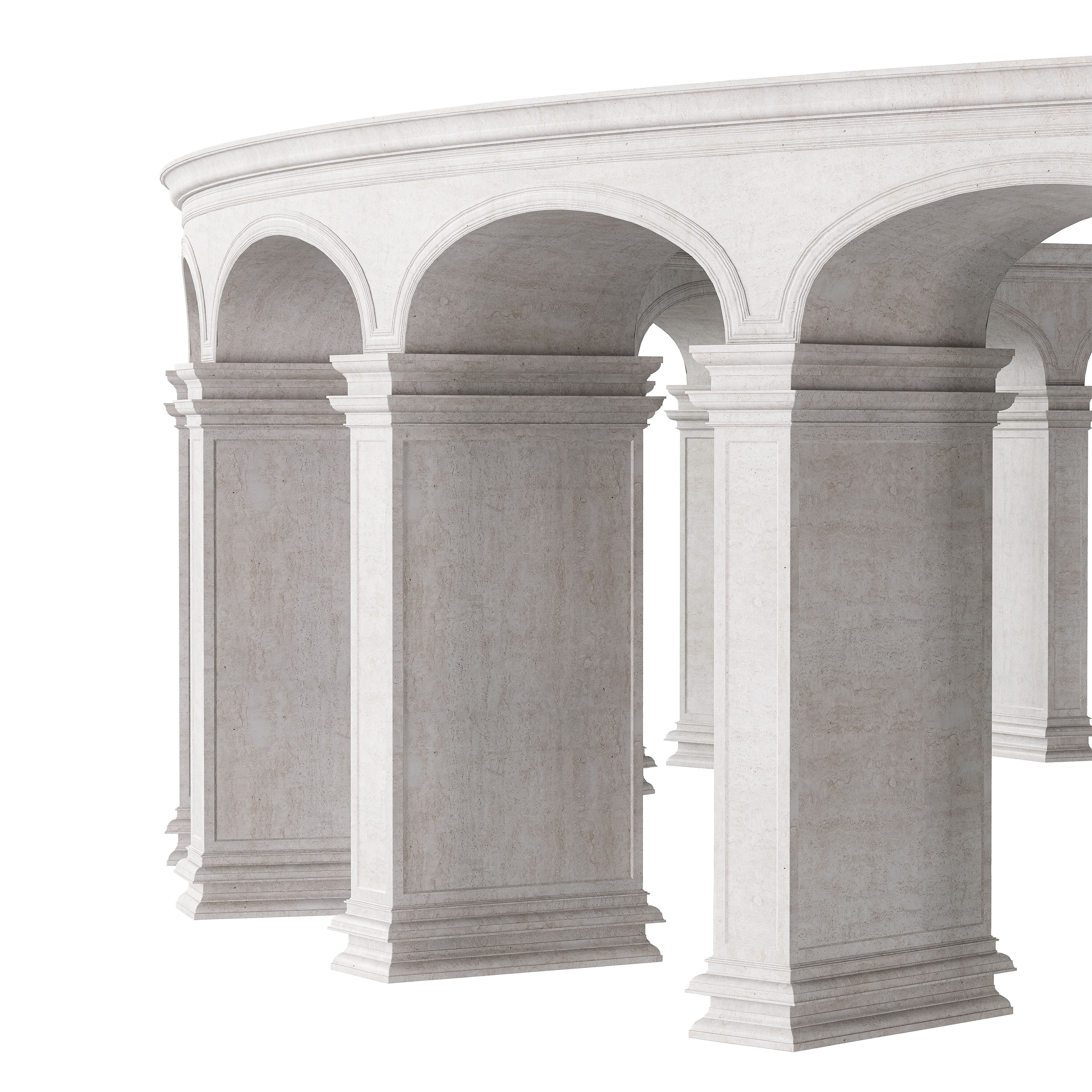 Classical Circular Marble Colonnade with Grand Columns 3D model_1