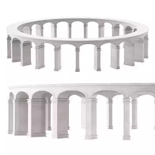Classical Circular Marble Colonnade with Grand Columns