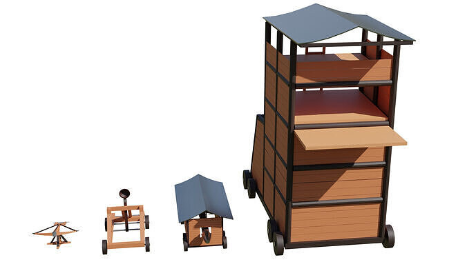 Siege weapons set Low-poly 3D model