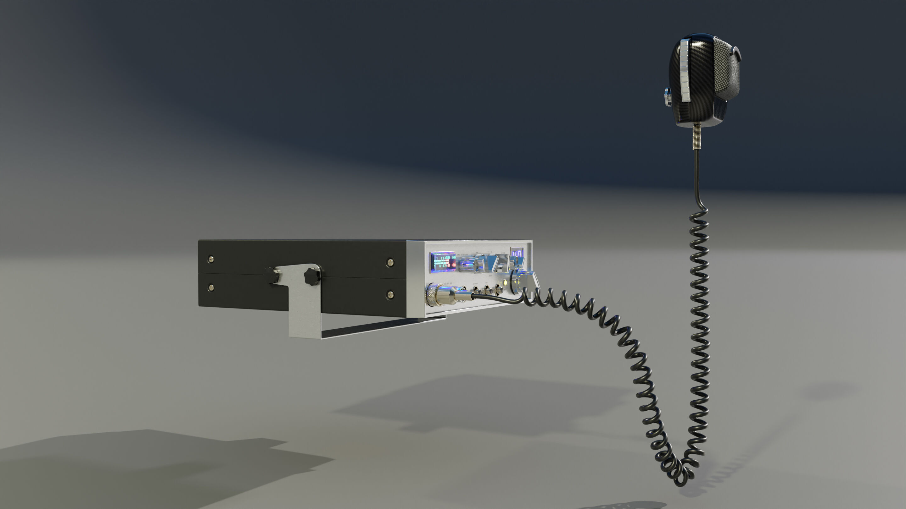 CB Radio with Microphone 3D model_9