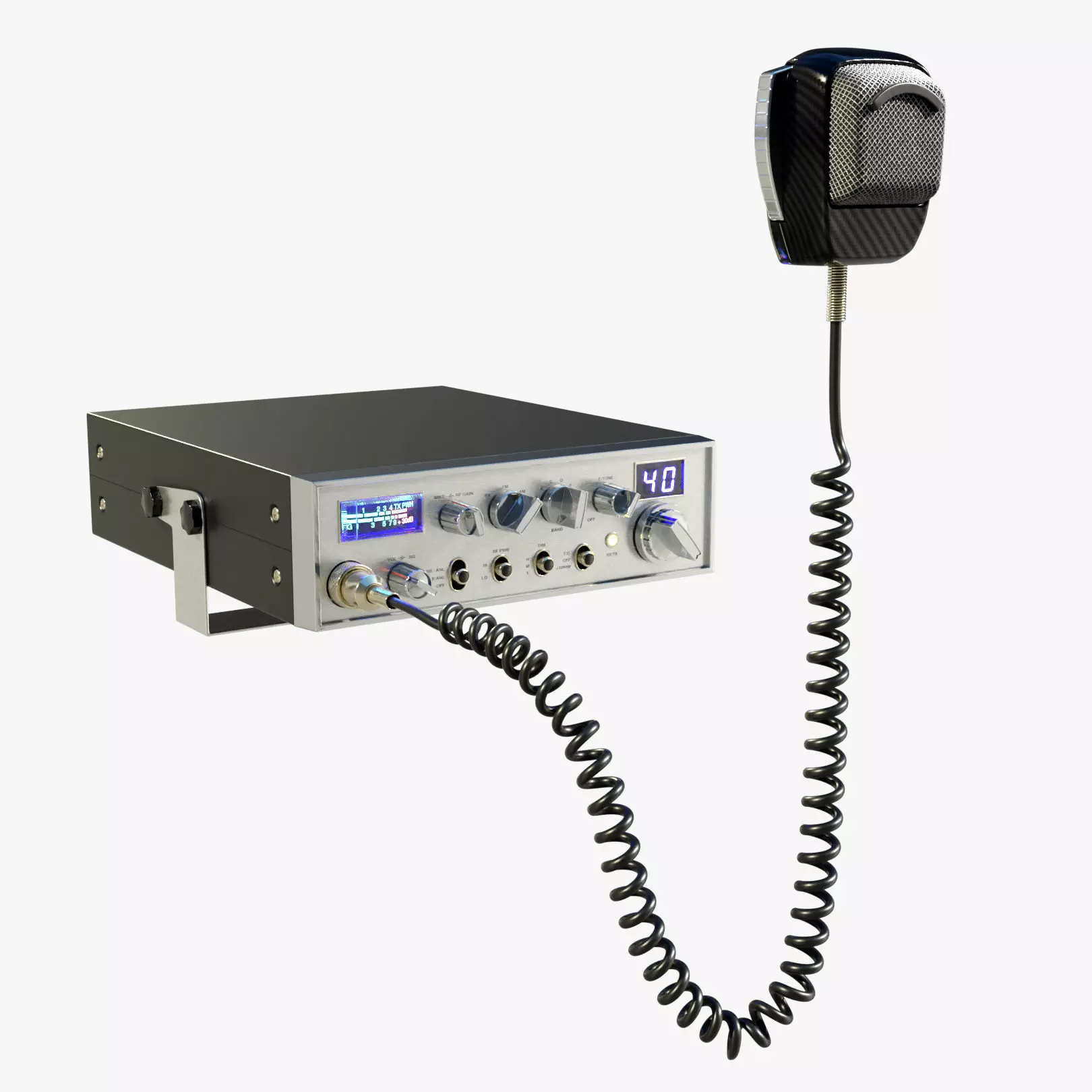 CB Radio with Microphone 3D model_0