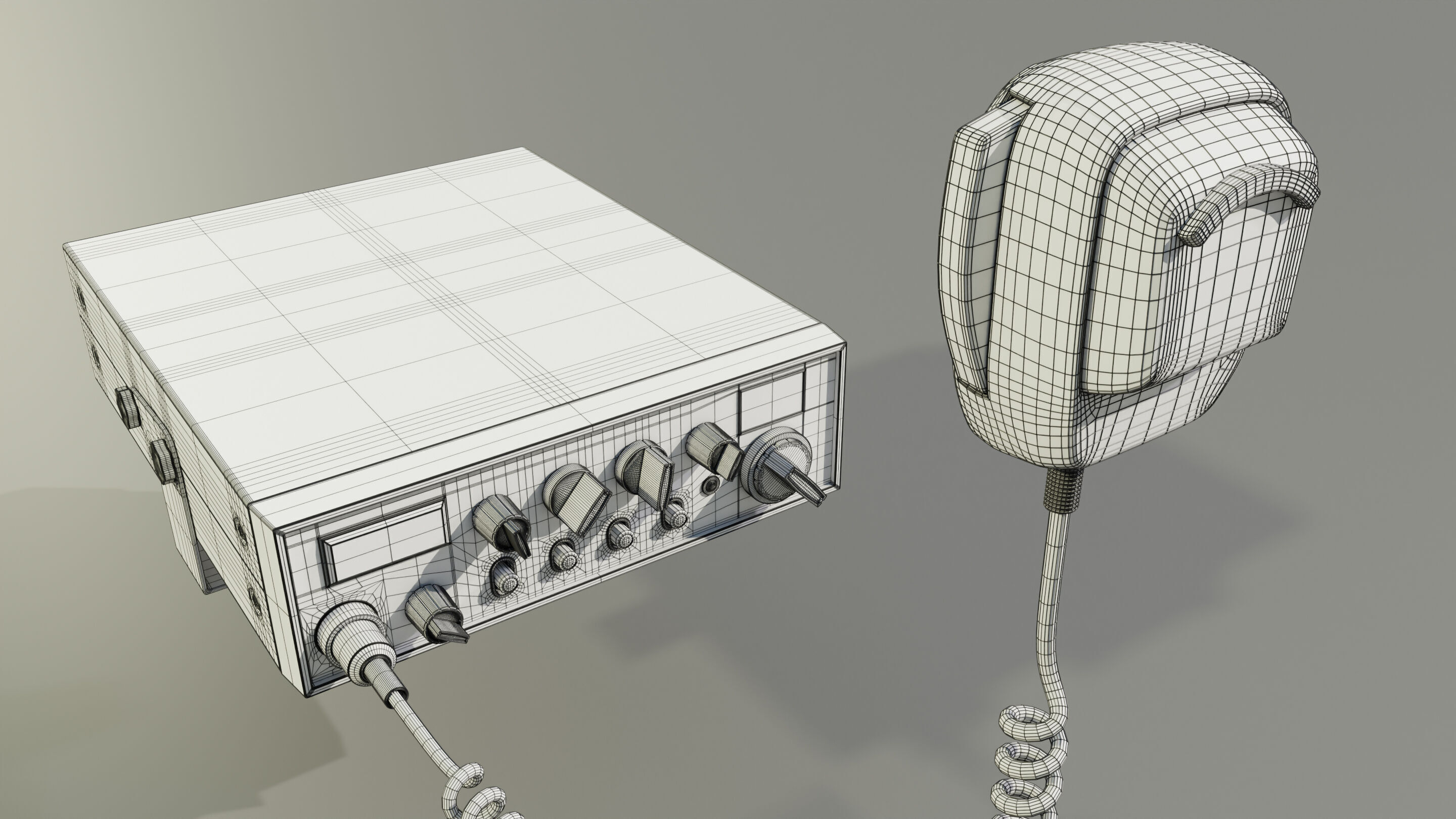CB Radio with Microphone 3D model_17