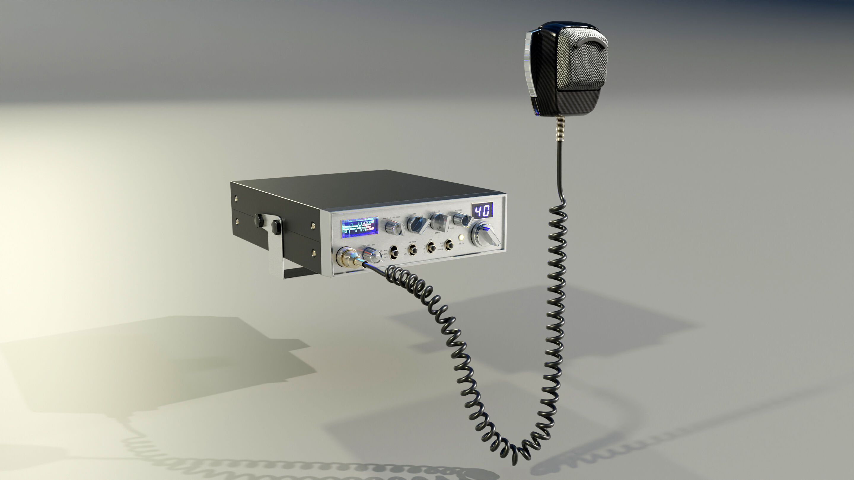CB Radio with Microphone 3D model_6