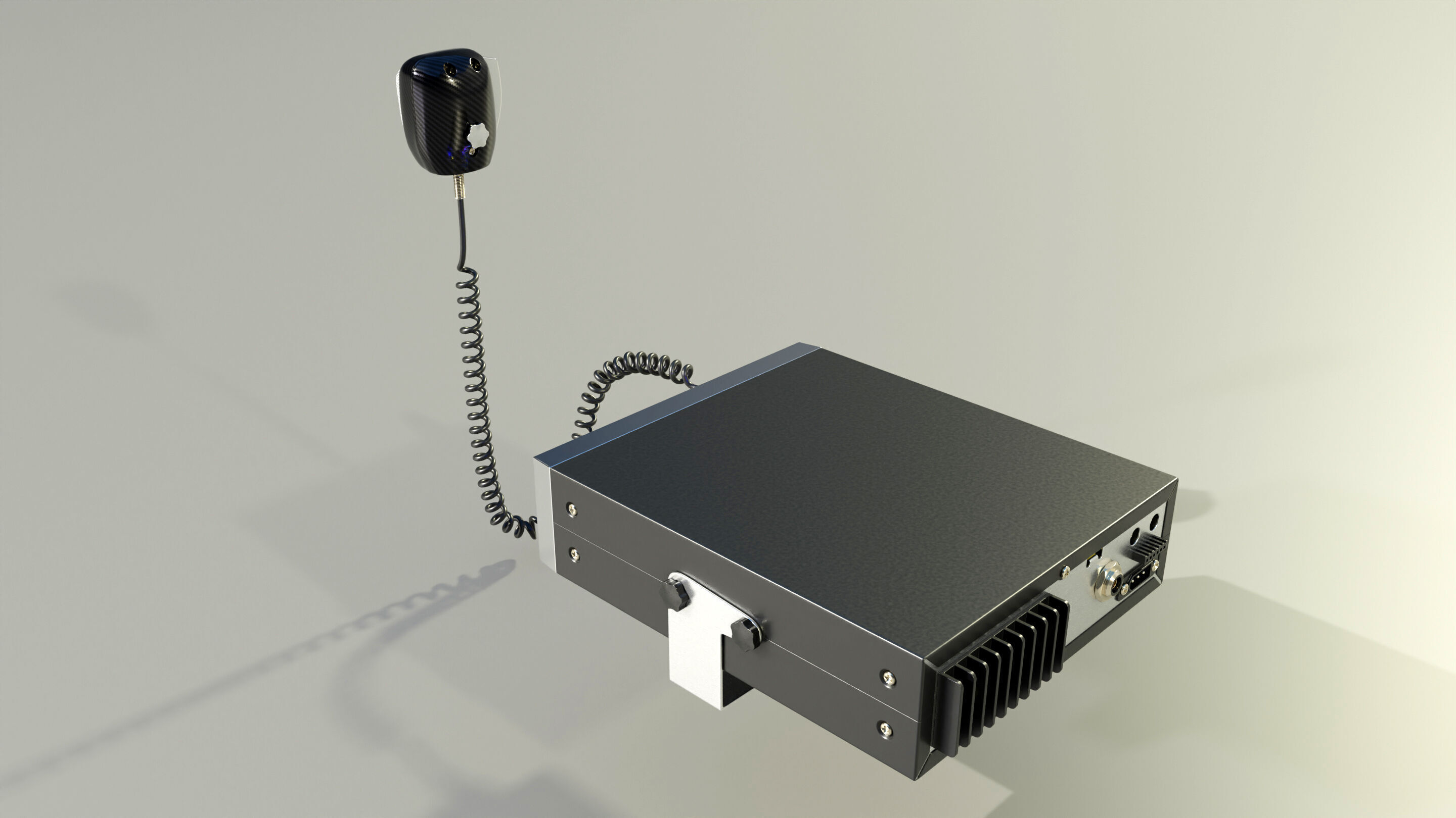 CB Radio with Microphone 3D model_4