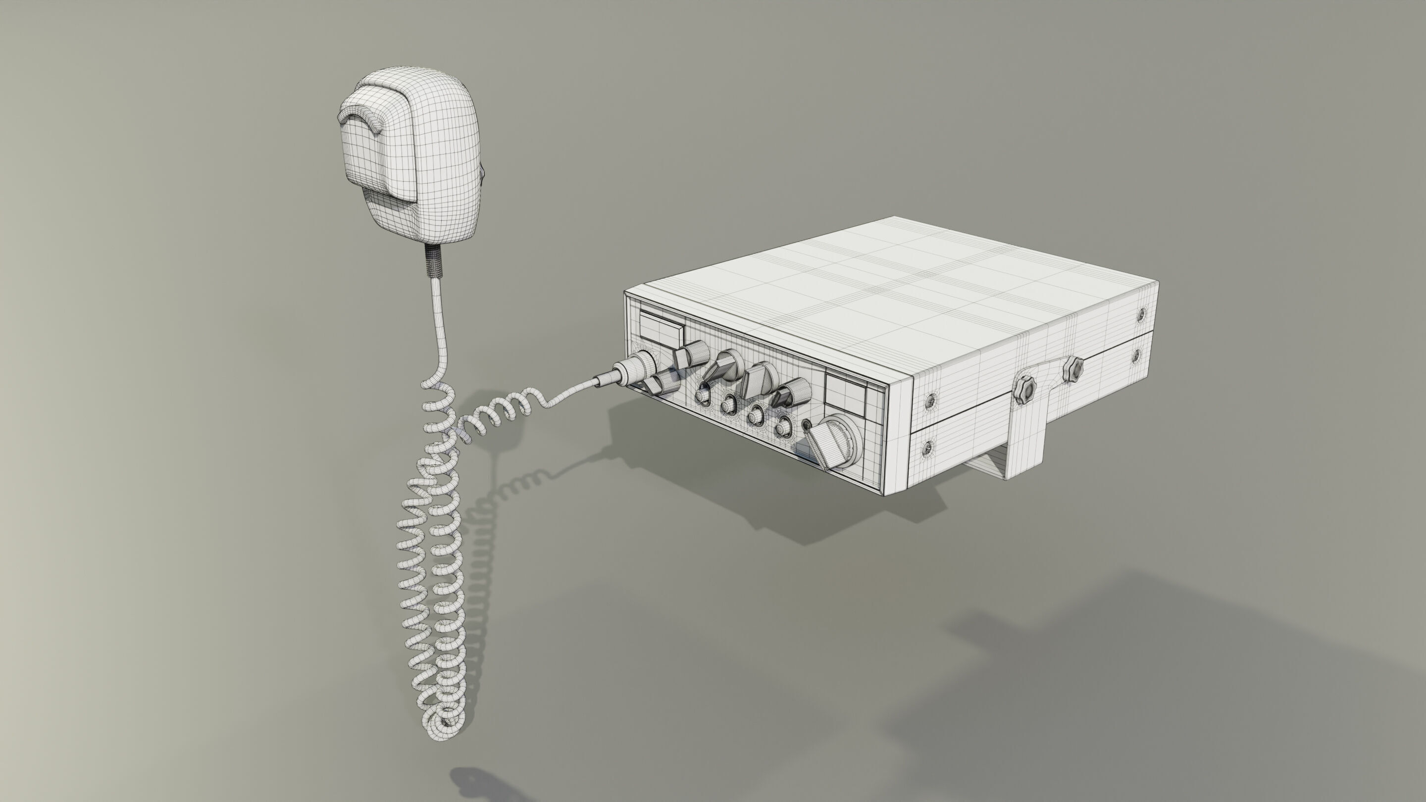 CB Radio with Microphone 3D model_13