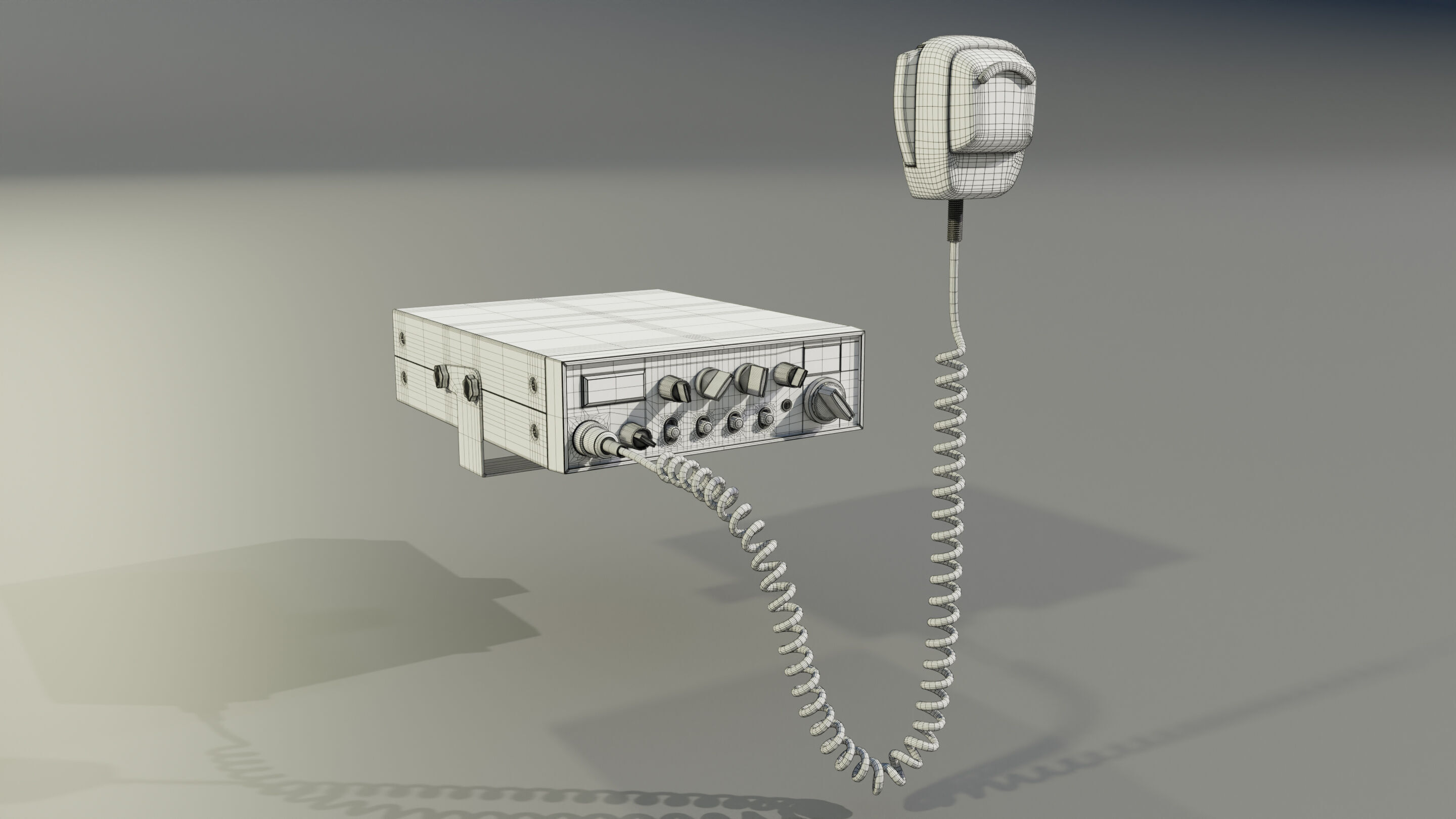 CB Radio with Microphone 3D model_16