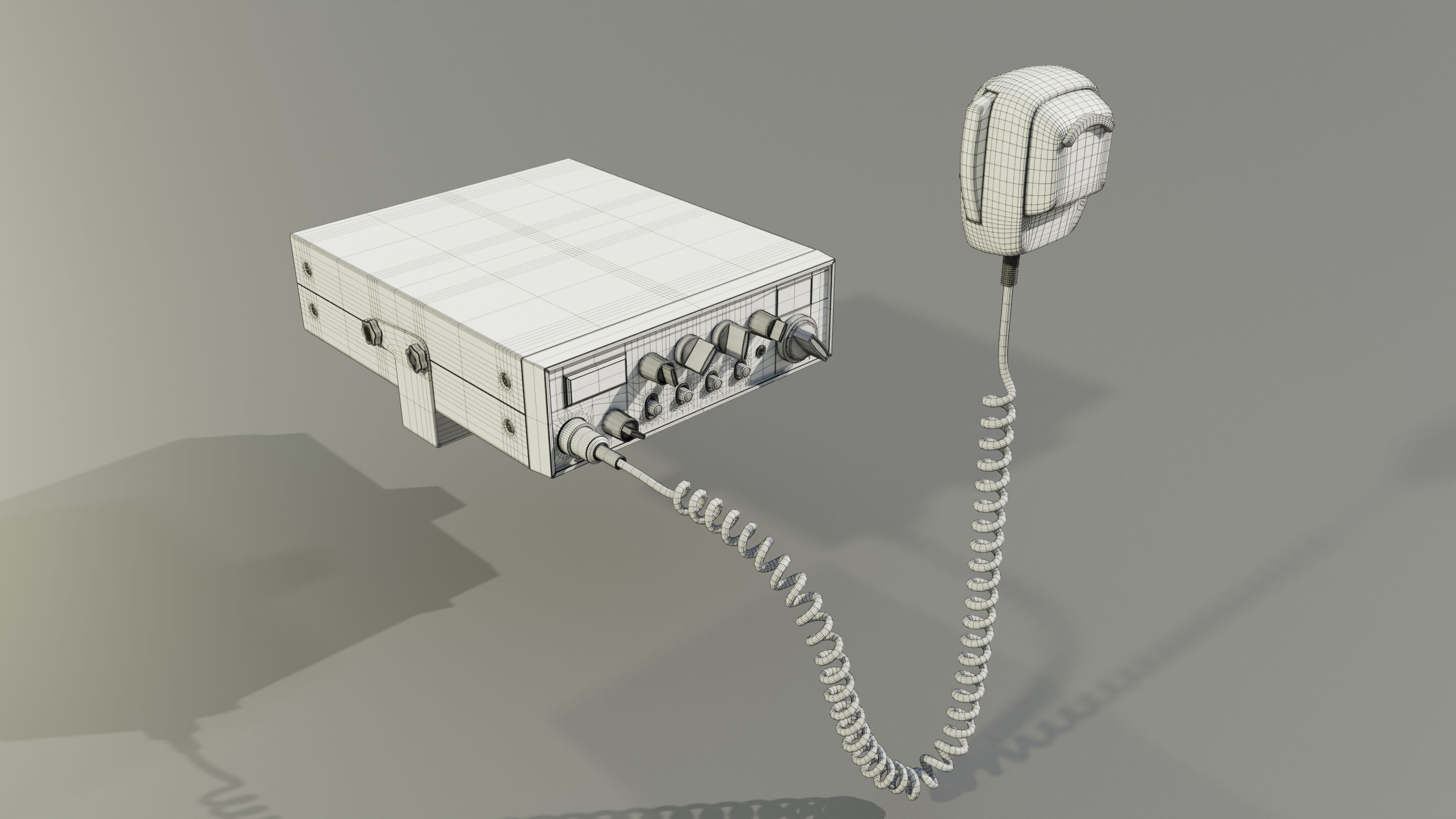 CB Radio with Microphone 3D model_12