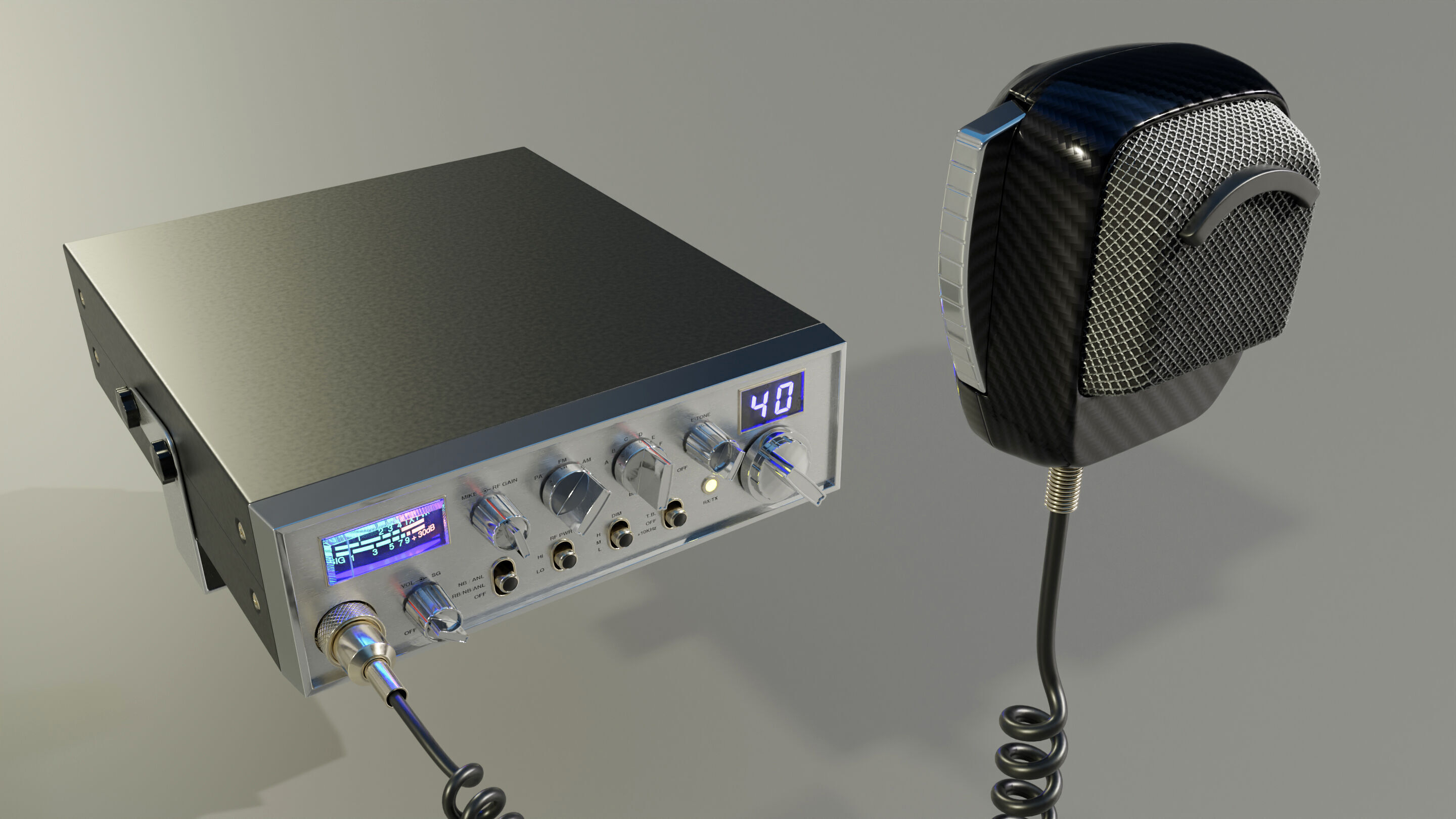 CB Radio with Microphone 3D model_7