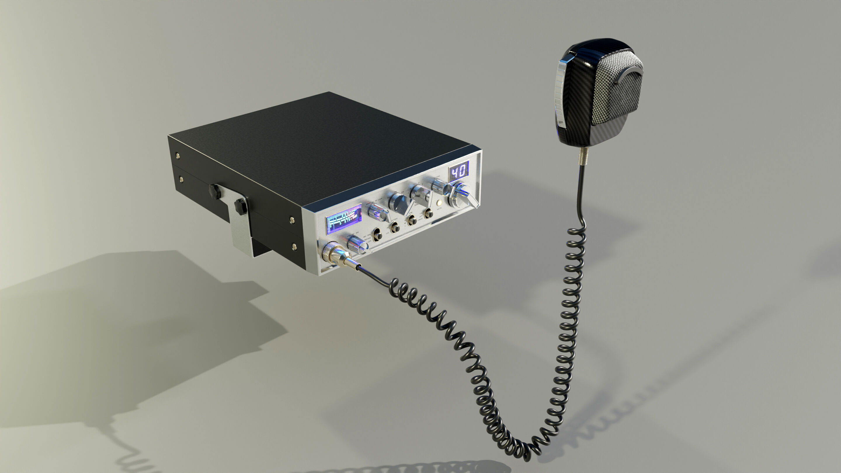 CB Radio with Microphone 3D model_2