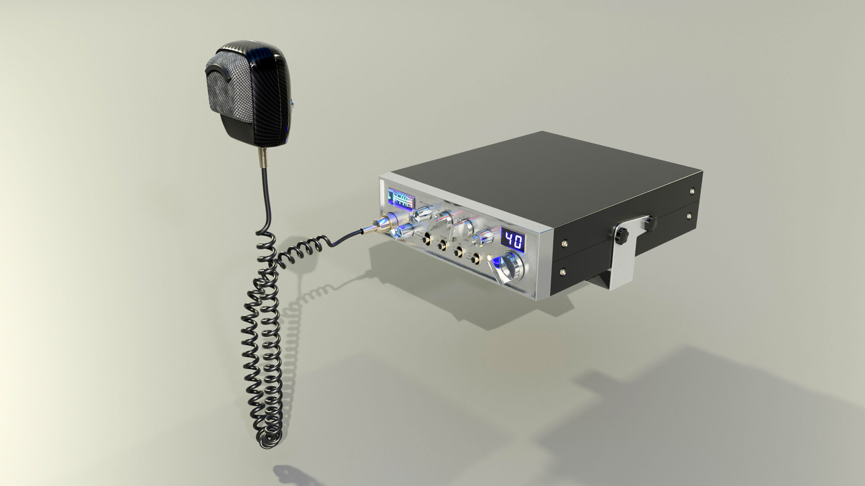 CB Radio with Microphone 3D model_3