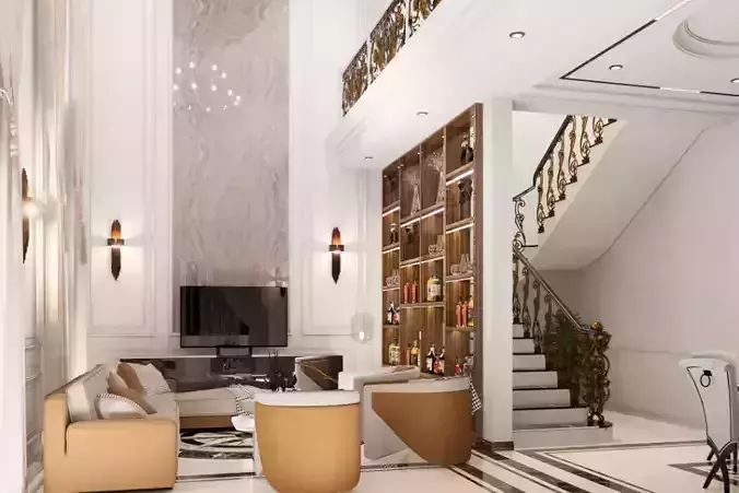  Living Room and Kitchen Interior Model