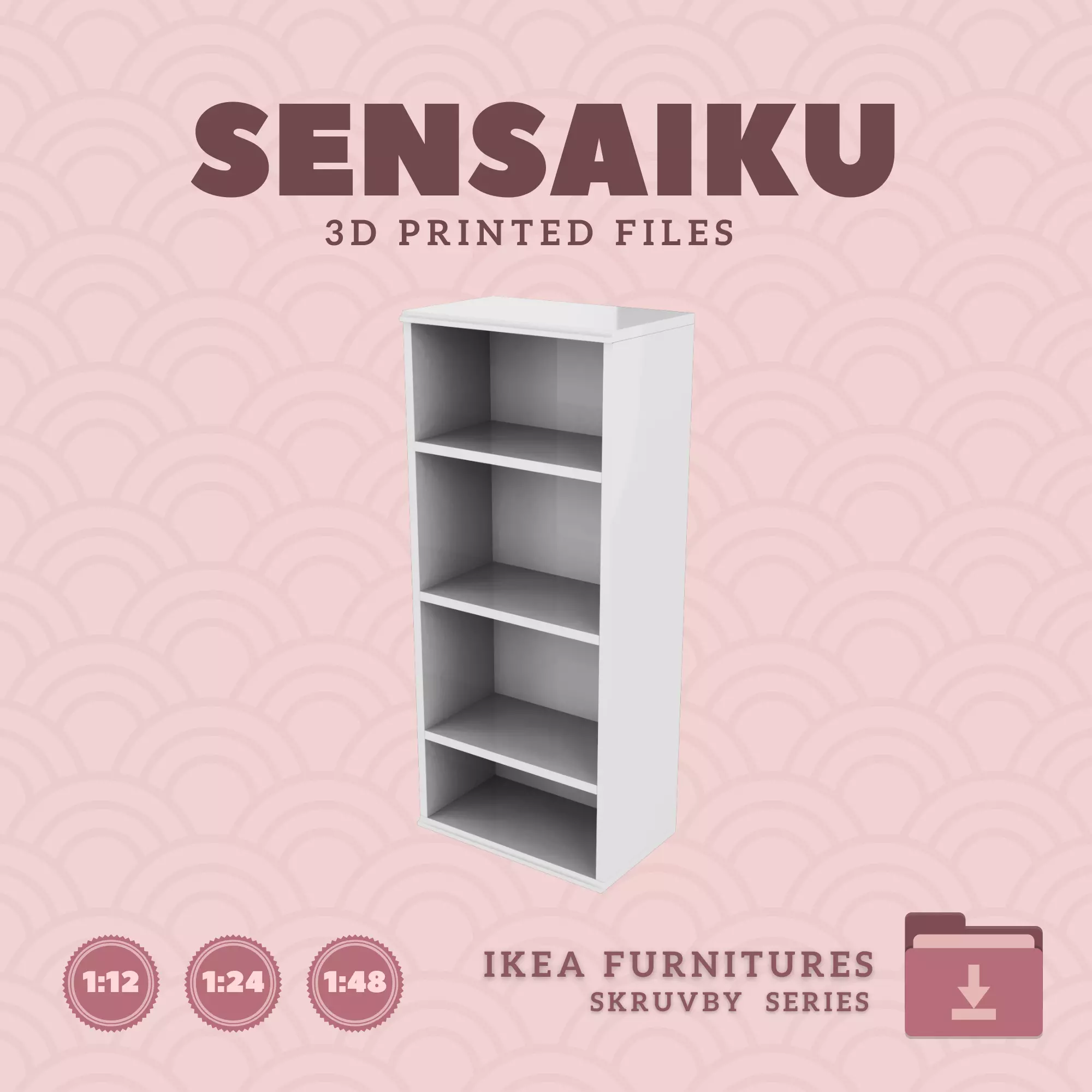 SKRUVBY Bookcase for Miniature Dollhouse - IKEA - 3D Print 3D print model