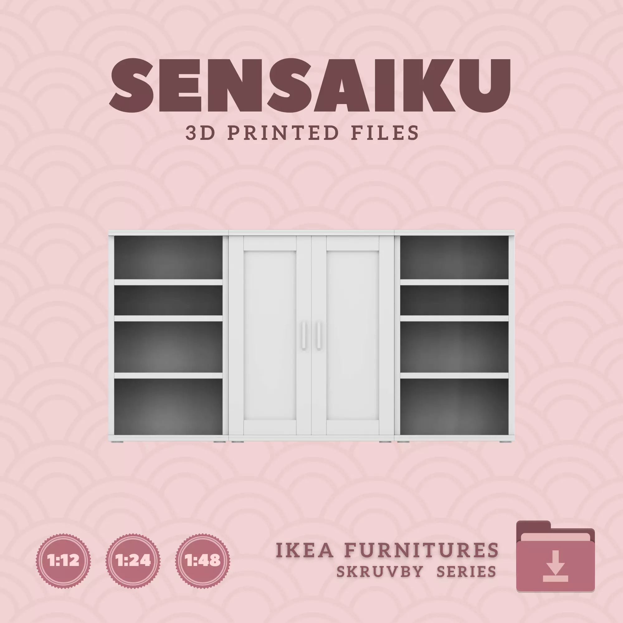 SKRUVBY Cabinet and Bookshelf for Dollhouse - IKEA - 3D Print 3D print model