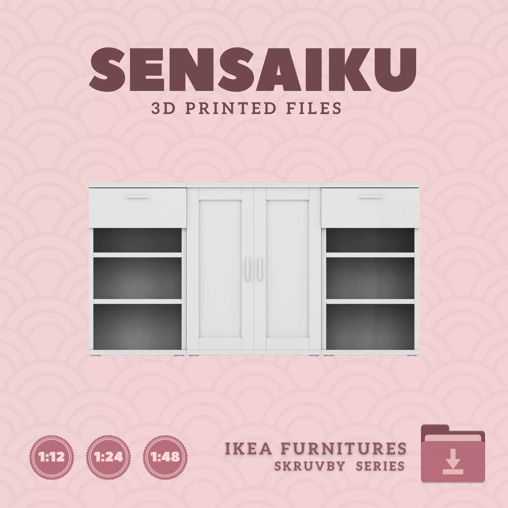 SKRUVBY Cabinet and Bookshelf for Dollhouse - IKEA - 3D Print 3D print model