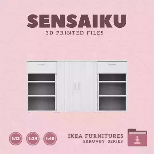 KRUVBY Bookcase and Cabinet  V2 for Dollhouse - IKEA - 3D Print 3D print model