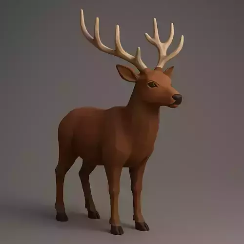 Low Poly Stylized Deer 3D Model