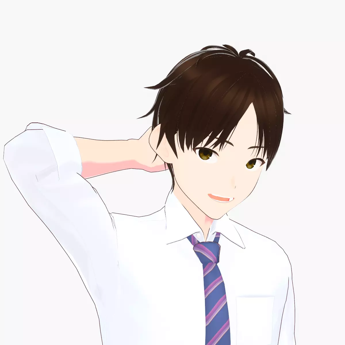 Japanese Anime High School Boy NPC Subaru - Unity UE GameReady Low-poly 3D model_0