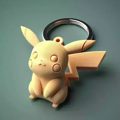 Crafted Pikachu Character Keychain 3D print model