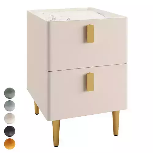 Litfad - Contemporary Leather Nightstand 2-Drawer