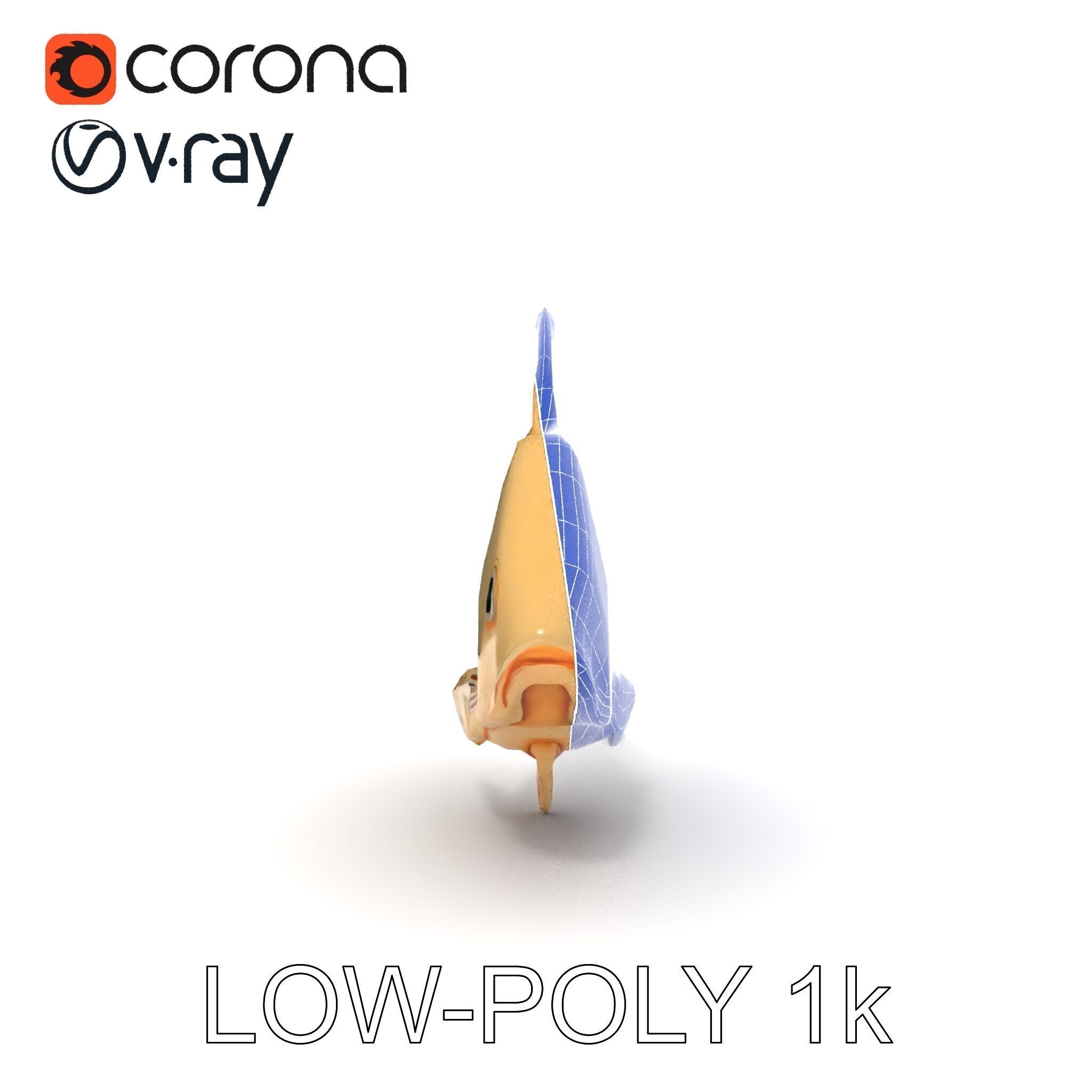 Golden Origami Fish Model Pack Low-poly 3D model_15