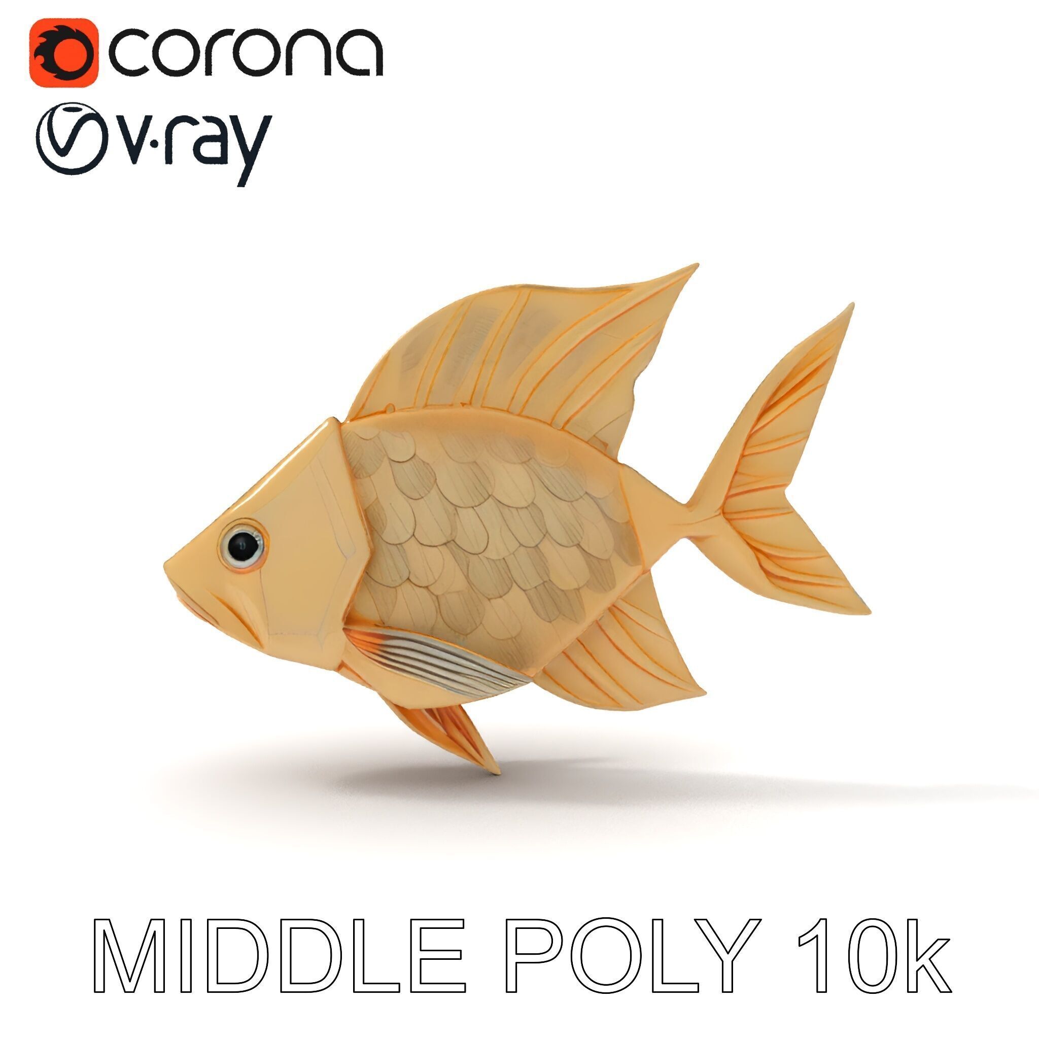Golden Origami Fish Model Pack Low-poly 3D model_30