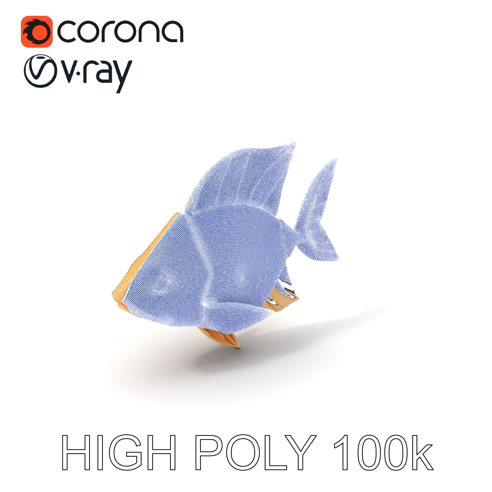 Golden Origami Fish Model Pack Low-poly 3D model_18