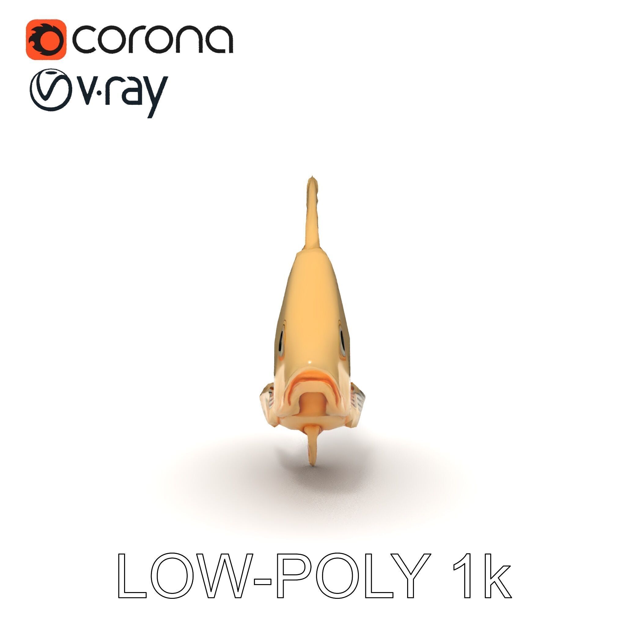 Golden Origami Fish Model Pack Low-poly 3D model_10