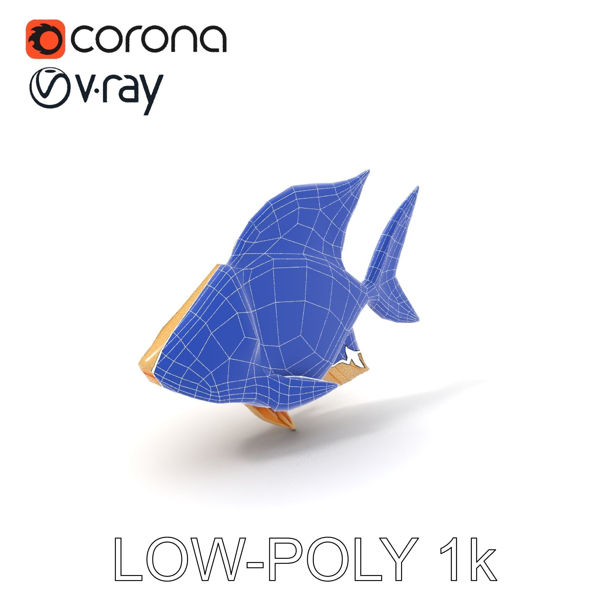 Golden Origami Fish Model Pack Low-poly 3D model_33