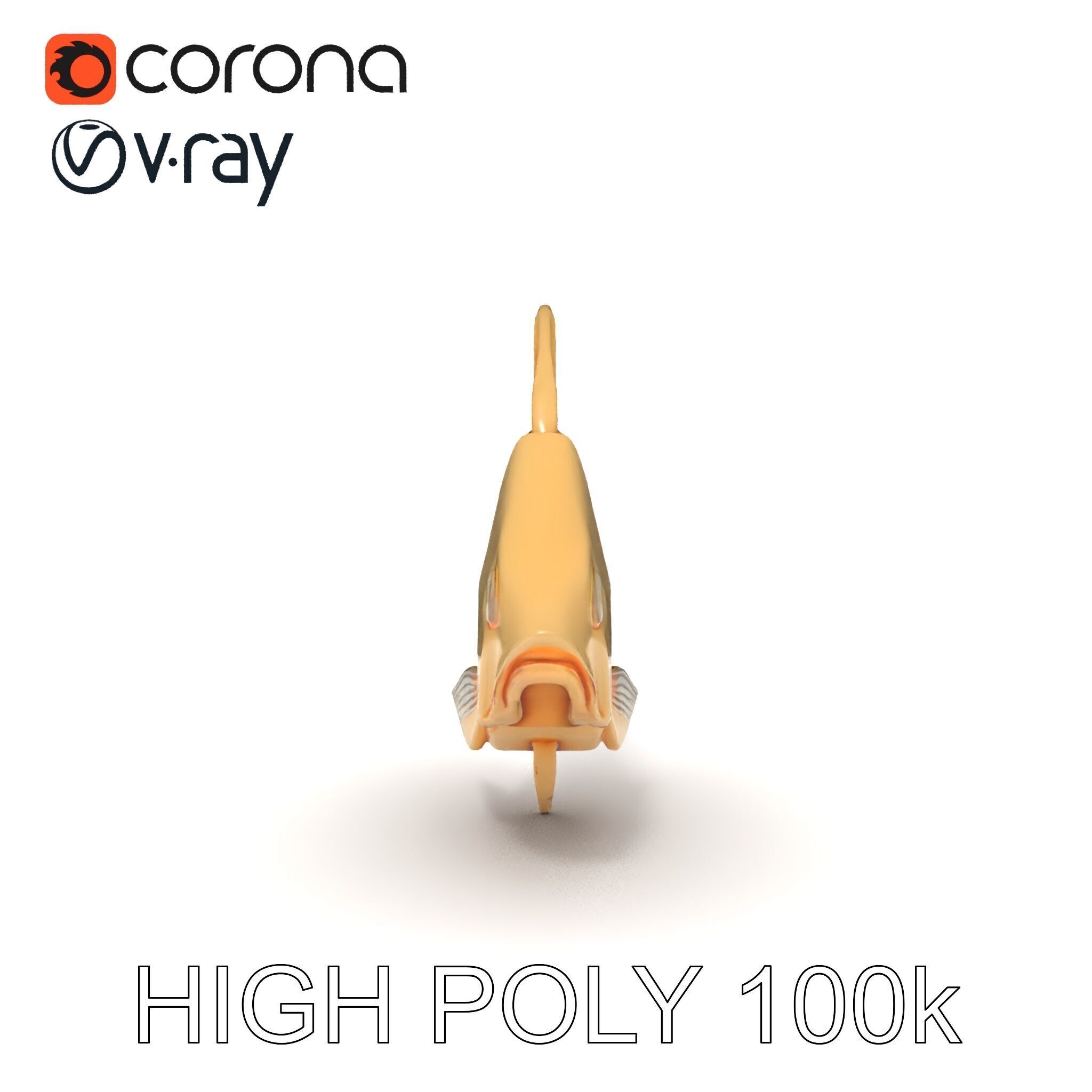 Golden Origami Fish Model Pack Low-poly 3D model_25