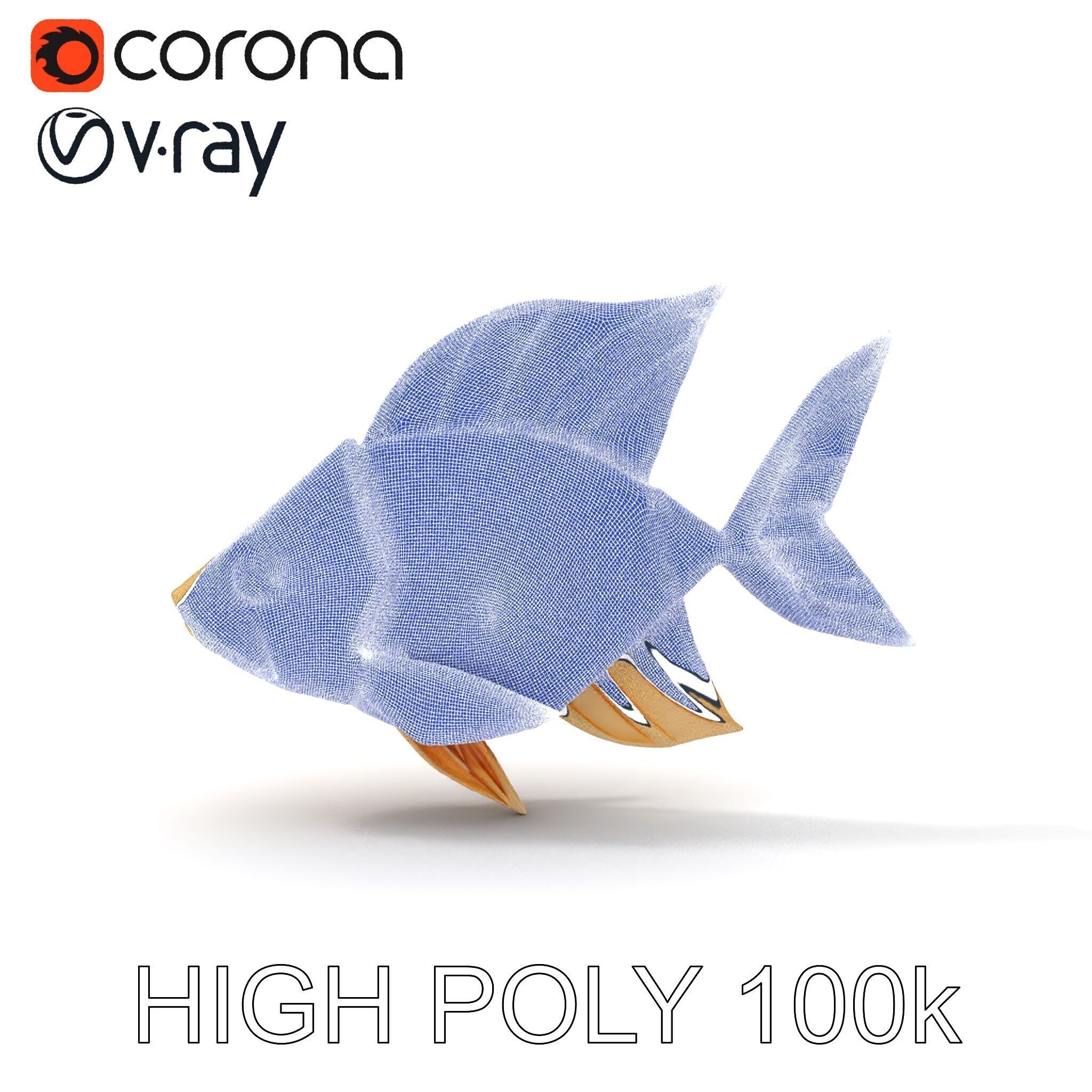 Golden Origami Fish Model Pack Low-poly 3D model_2