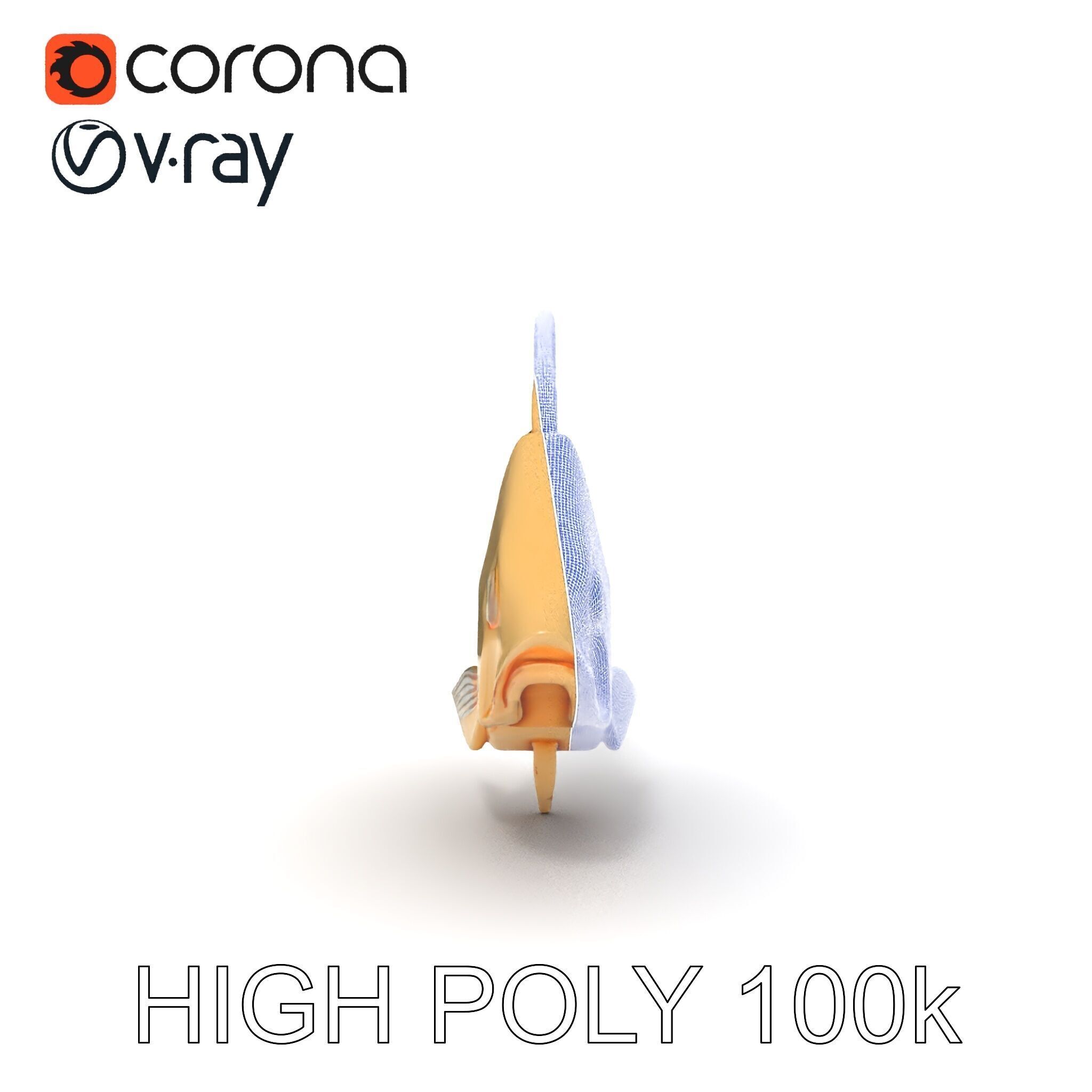 Golden Origami Fish Model Pack Low-poly 3D model_19