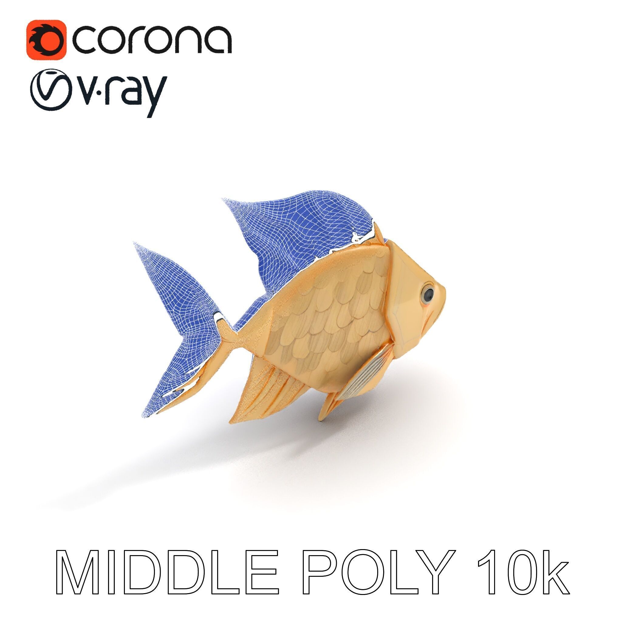 Golden Origami Fish Model Pack Low-poly 3D model_32