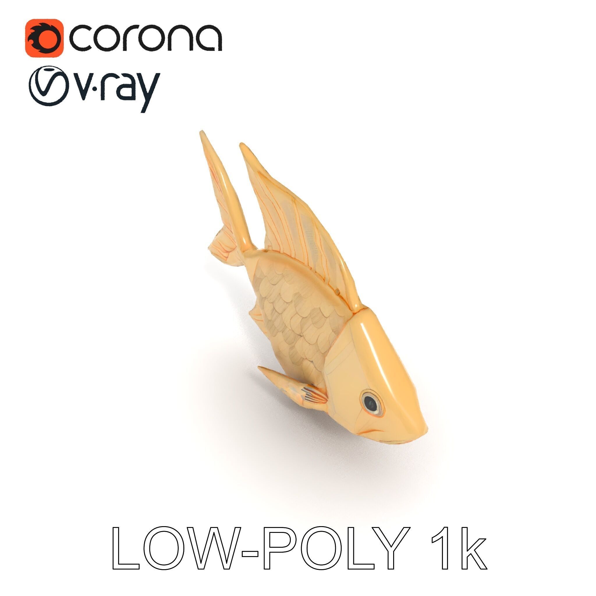 Golden Origami Fish Model Pack Low-poly 3D model_21
