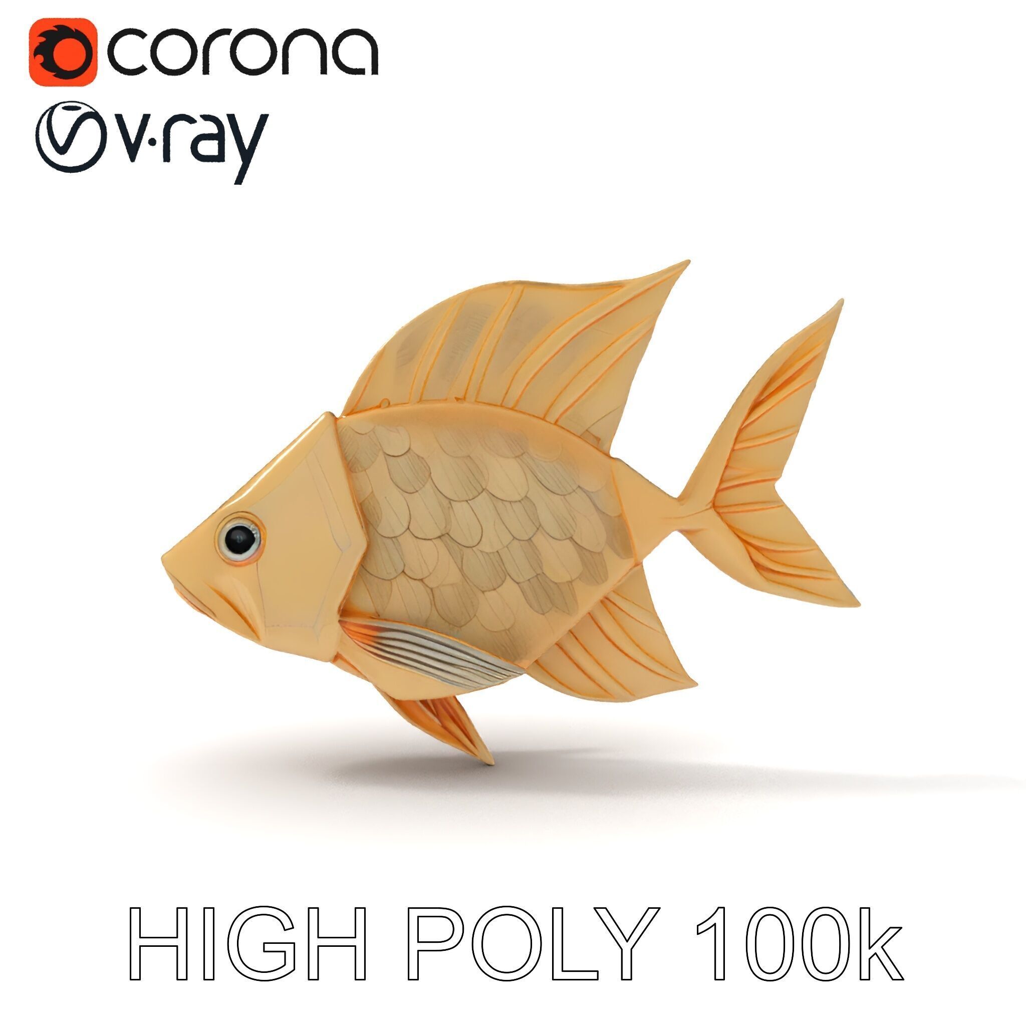 Golden Origami Fish Model Pack Low-poly 3D model_20