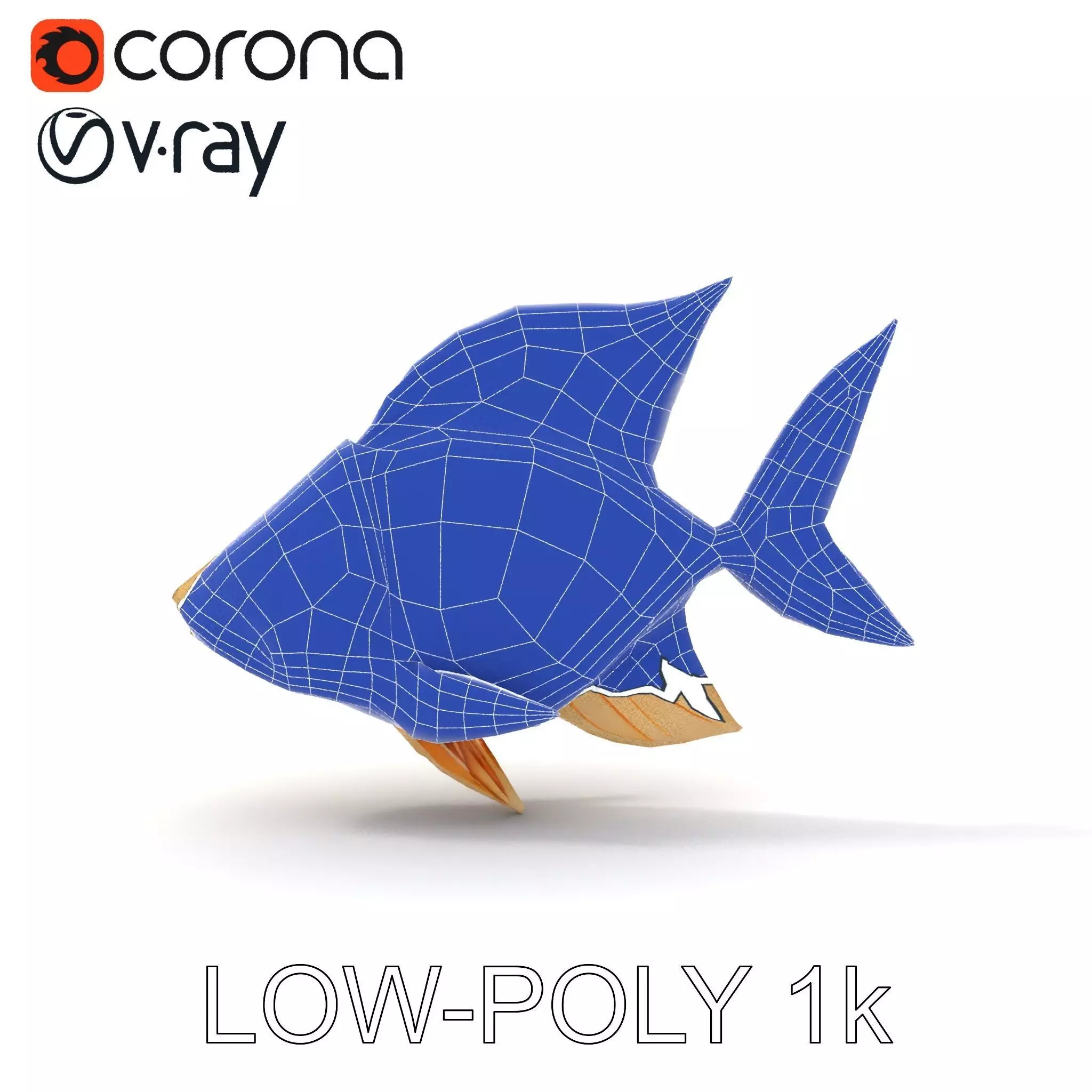 Golden Origami Fish Model Pack Low-poly 3D model_0
