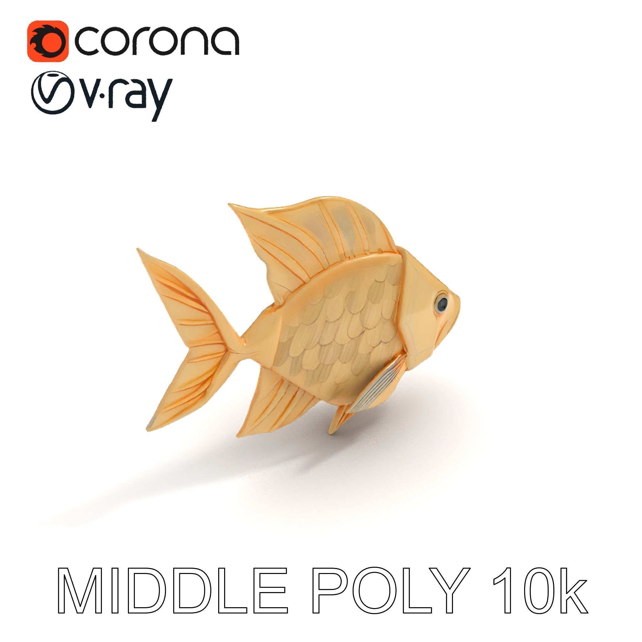 Golden Origami Fish Model Pack Low-poly 3D model_13