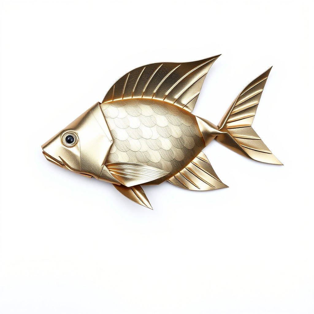 Golden Origami Fish Model Pack Low-poly 3D model_4